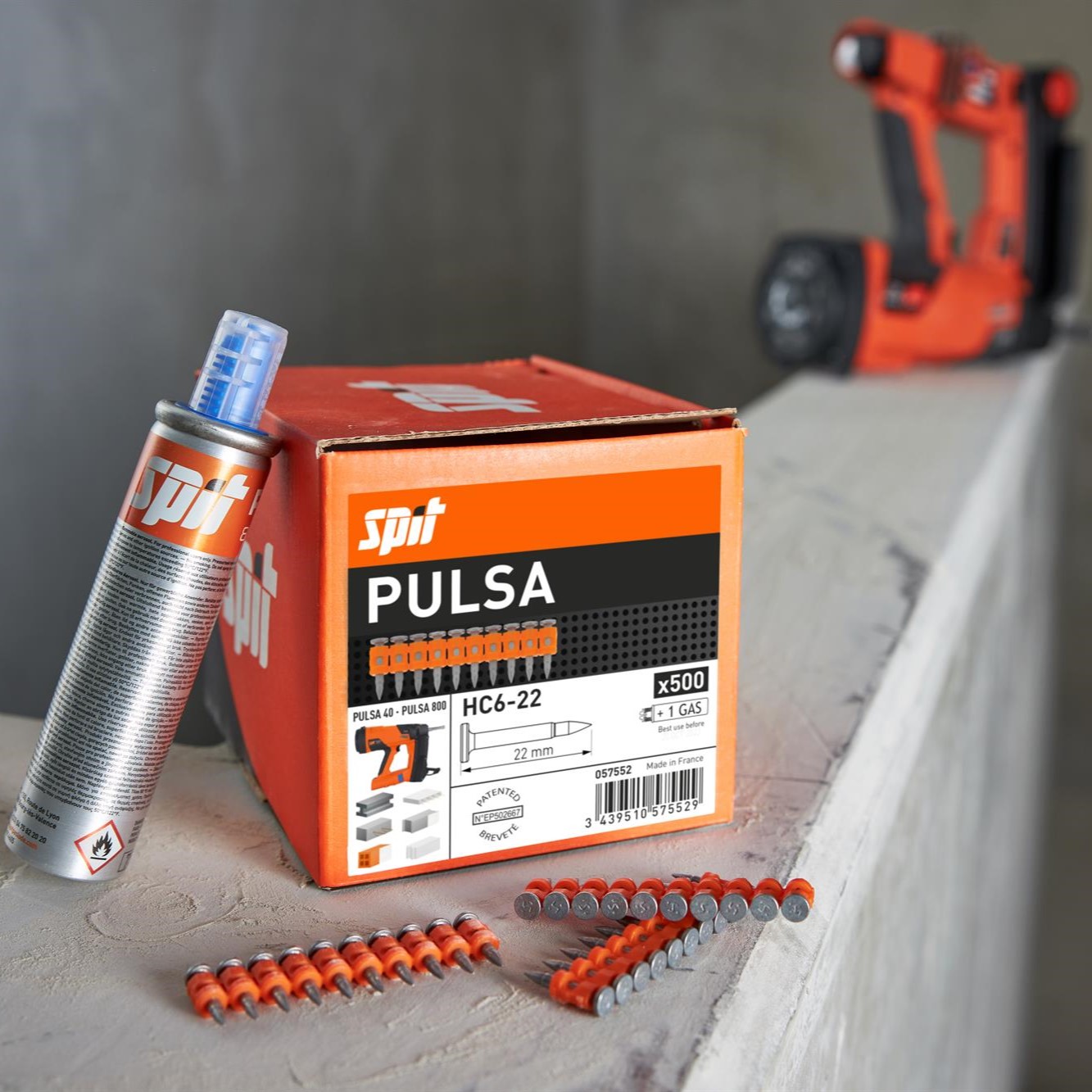 27mm High performance pins with gas for steel, hard and pre-stressed concrete. To suit Pulsa 800 Gun.Box of 500.