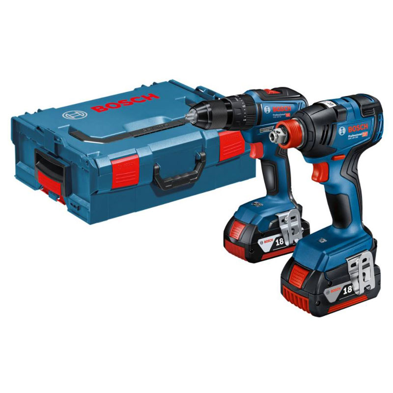 Bosch 18v Brushless Twin PackGSB18V-55 Combi Drill and GDX18-200 Impact Driver Comes with 2 x 4.0ah 18v Batteries