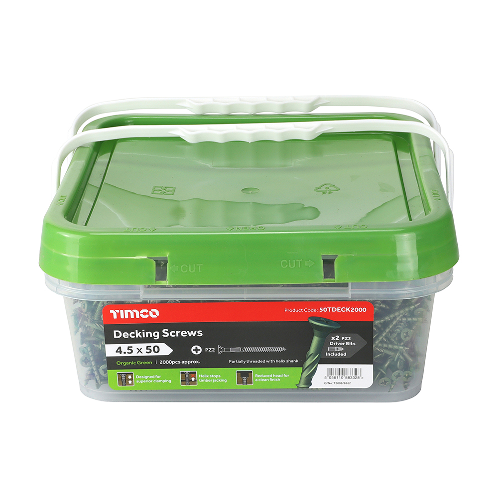 4.5 x 50mm Decking Screws - Exterior GreenTub of 2000