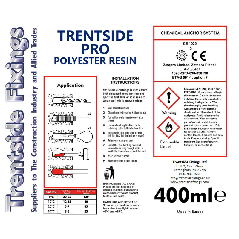 400ml 2 Part Polyester Resin ETA APPROVED