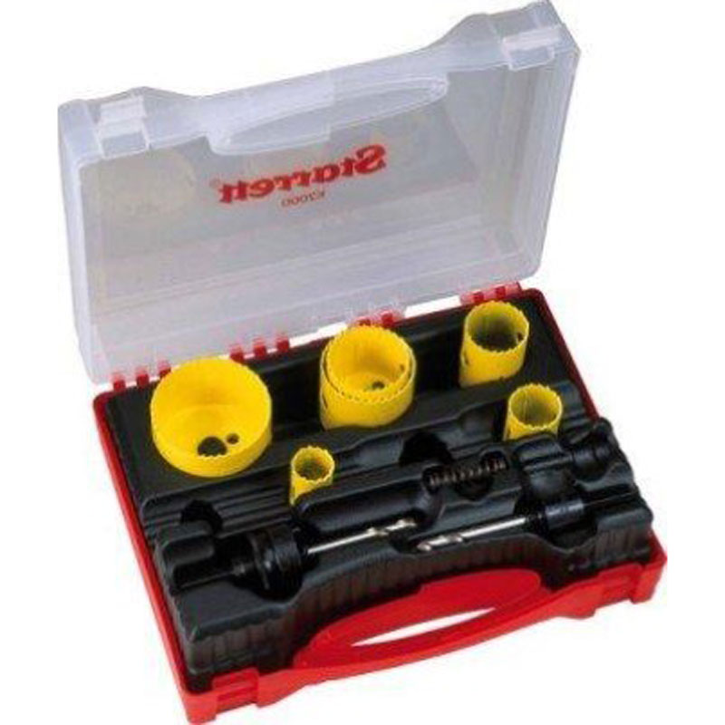 Universal Holesaw Kit Consists of 16, 20, 22, 25, 29, 32, 35, 38, 44, 51, 57, 64, 68, 76mm, A1 and A2 Arbors and A7 Spring