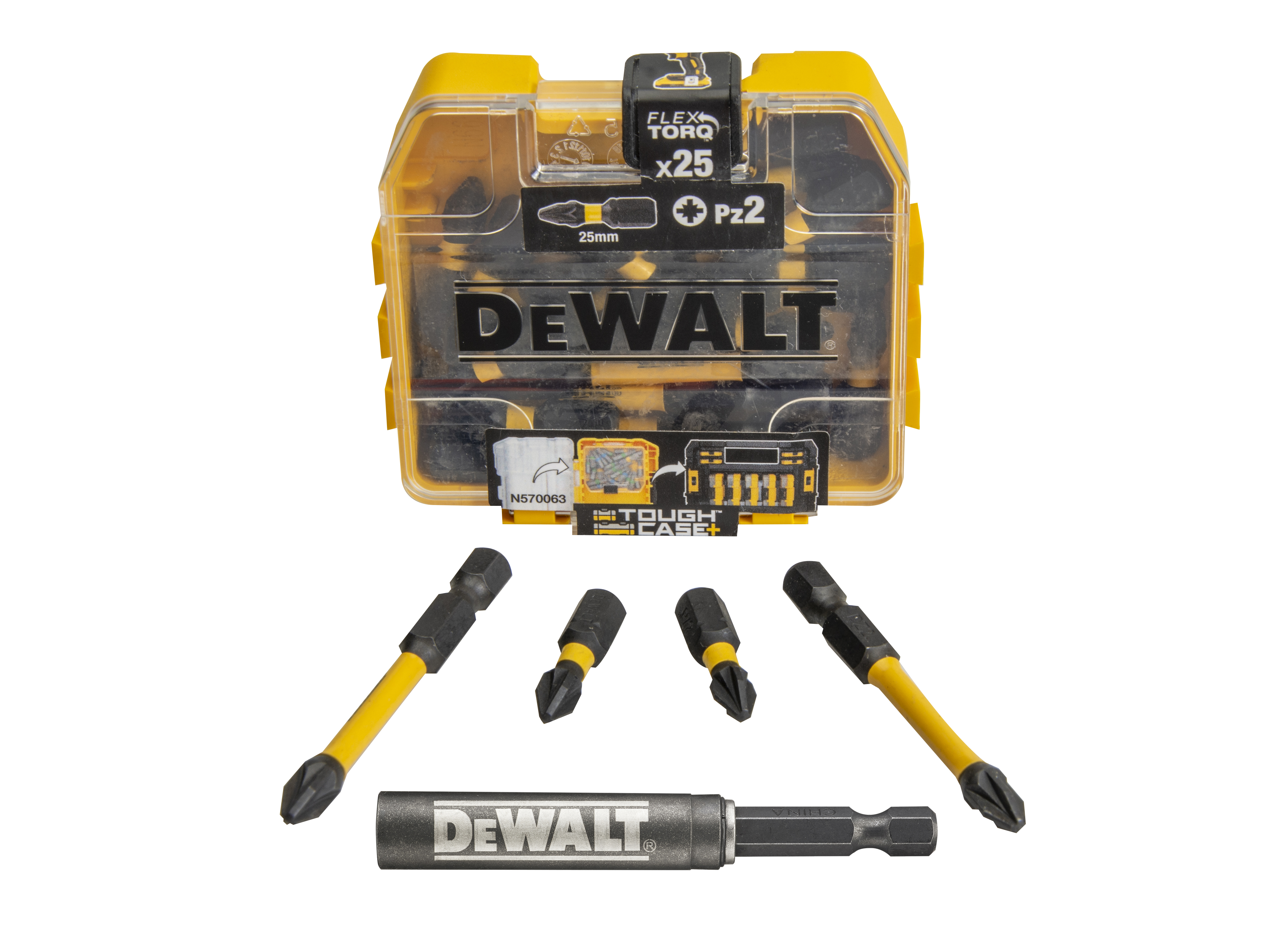 DEWALT 25 PIECE PZ2 IMPACT BITS BOX